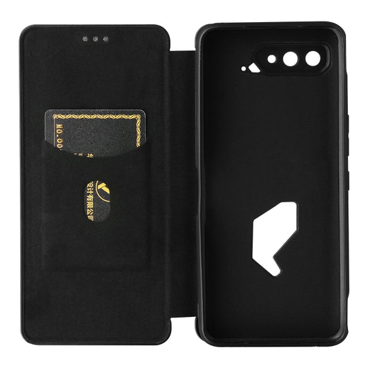For Asus ROG Phone 5 Carbon Fiber Texture Horizontal Flip TPU + PC + PU Leather Case with Card Slot(Black) - ASUS Cases by buy2fix | Online Shopping UK | buy2fix