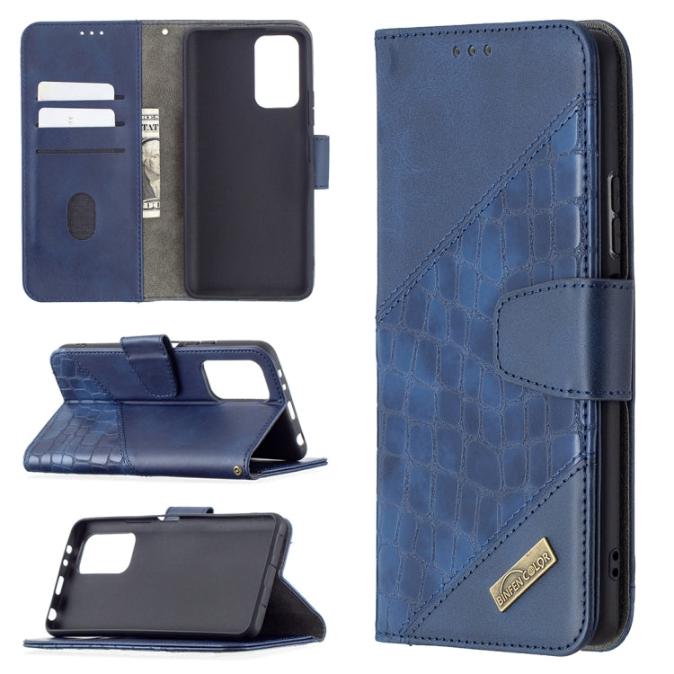 For Xiaomi Redmi Note 10 Pro Matching Color Crocodile Texture Horizontal Flip PU Leather Case with Wallet & Holder & Card Slots(Blue) - Xiaomi Cases by buy2fix | Online Shopping UK | buy2fix