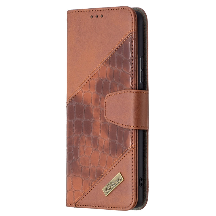 For Xiaomi Redmi Note 10 Pro Matching Color Crocodile Texture Horizontal Flip PU Leather Case with Wallet & Holder & Card Slots(Brown) - Xiaomi Cases by buy2fix | Online Shopping UK | buy2fix