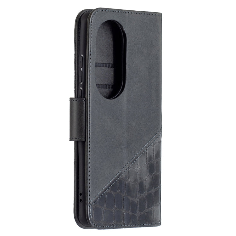 For Huawei P50 Pro Matching Color Crocodile Texture Horizontal Flip PU Leather Case with Wallet & Holder & Card Slots(Black) - Huawei Cases by buy2fix | Online Shopping UK | buy2fix