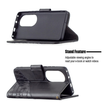 For Huawei P50 Pro Matching Color Crocodile Texture Horizontal Flip PU Leather Case with Wallet & Holder & Card Slots(Black) - Huawei Cases by buy2fix | Online Shopping UK | buy2fix