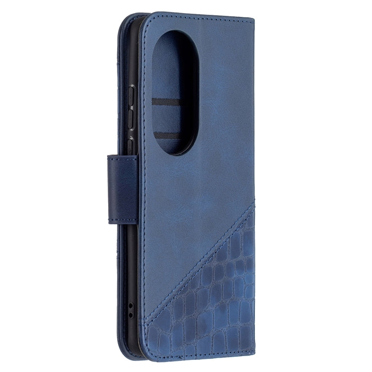 For Huawei P50 Pro Matching Color Crocodile Texture Horizontal Flip PU Leather Case with Wallet & Holder & Card Slots(Blue) - Huawei Cases by buy2fix | Online Shopping UK | buy2fix