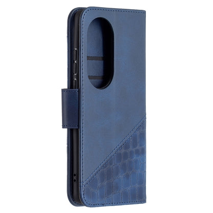 For Huawei P50 Pro Matching Color Crocodile Texture Horizontal Flip PU Leather Case with Wallet & Holder & Card Slots(Blue) - Huawei Cases by buy2fix | Online Shopping UK | buy2fix