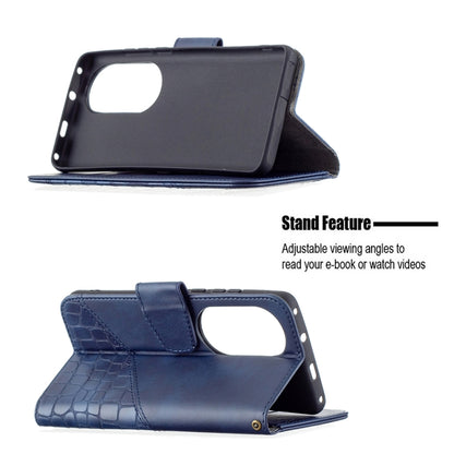 For Huawei P50 Pro Matching Color Crocodile Texture Horizontal Flip PU Leather Case with Wallet & Holder & Card Slots(Blue) - Huawei Cases by buy2fix | Online Shopping UK | buy2fix