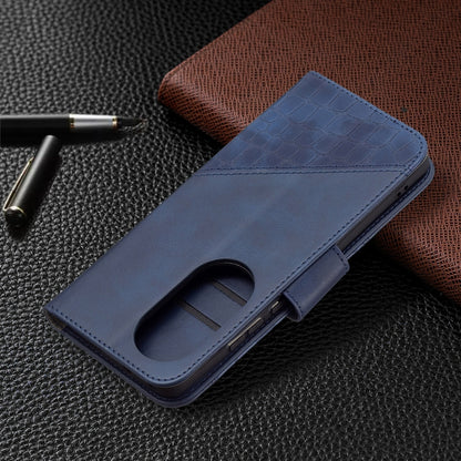 For Huawei P50 Pro Matching Color Crocodile Texture Horizontal Flip PU Leather Case with Wallet & Holder & Card Slots(Blue) - Huawei Cases by buy2fix | Online Shopping UK | buy2fix