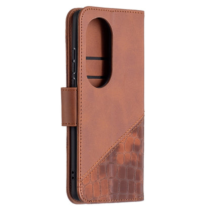 For Huawei P50 Pro Matching Color Crocodile Texture Horizontal Flip PU Leather Case with Wallet & Holder & Card Slots(Brown) - Huawei Cases by buy2fix | Online Shopping UK | buy2fix