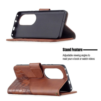 For Huawei P50 Pro Matching Color Crocodile Texture Horizontal Flip PU Leather Case with Wallet & Holder & Card Slots(Brown) - Huawei Cases by buy2fix | Online Shopping UK | buy2fix