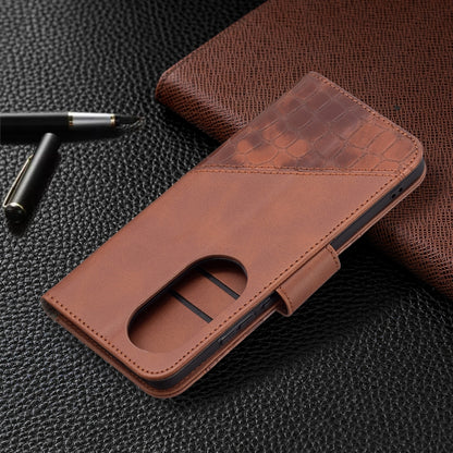 For Huawei P50 Pro Matching Color Crocodile Texture Horizontal Flip PU Leather Case with Wallet & Holder & Card Slots(Brown) - Huawei Cases by buy2fix | Online Shopping UK | buy2fix