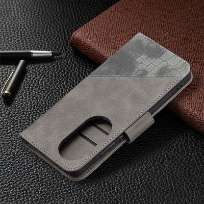 For Huawei P50 Pro Matching Color Crocodile Texture Horizontal Flip PU Leather Case with Wallet & Holder & Card Slots(Grey) - Huawei Cases by buy2fix | Online Shopping UK | buy2fix