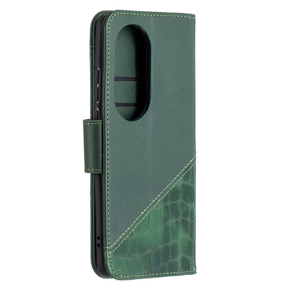 For Huawei P50 Pro Matching Color Crocodile Texture Horizontal Flip PU Leather Case with Wallet & Holder & Card Slots(Green) - Huawei Cases by buy2fix | Online Shopping UK | buy2fix