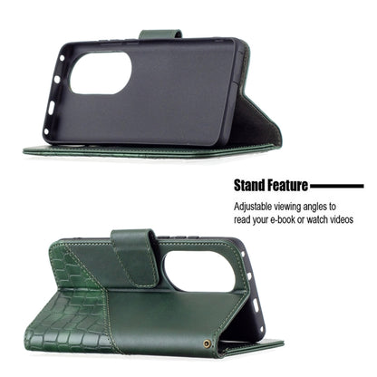 For Huawei P50 Pro Matching Color Crocodile Texture Horizontal Flip PU Leather Case with Wallet & Holder & Card Slots(Green) - Huawei Cases by buy2fix | Online Shopping UK | buy2fix