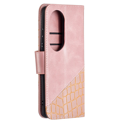 For Huawei P50 Pro Matching Color Crocodile Texture Horizontal Flip PU Leather Case with Wallet & Holder & Card Slots(Rose Gold) - Huawei Cases by buy2fix | Online Shopping UK | buy2fix