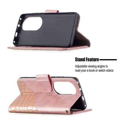 For Huawei P50 Pro Matching Color Crocodile Texture Horizontal Flip PU Leather Case with Wallet & Holder & Card Slots(Rose Gold) - Huawei Cases by buy2fix | Online Shopping UK | buy2fix