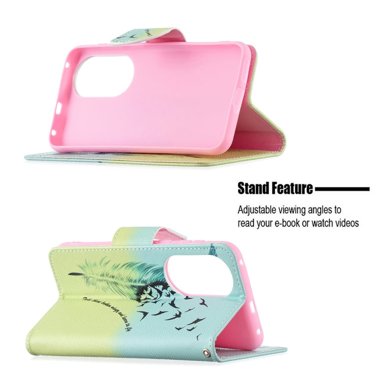 For Huawei P50 Colored Drawing Pattern Horizontal Flip Leather Case with Holder & Card Slots & Wallet(Feather) - Huawei Cases by buy2fix | Online Shopping UK | buy2fix