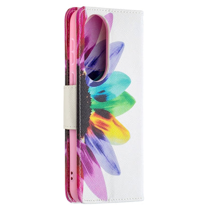 For Huawei P50 Colored Drawing Pattern Horizontal Flip Leather Case with Holder & Card Slots & Wallet(Sun Flower) - Huawei Cases by buy2fix | Online Shopping UK | buy2fix
