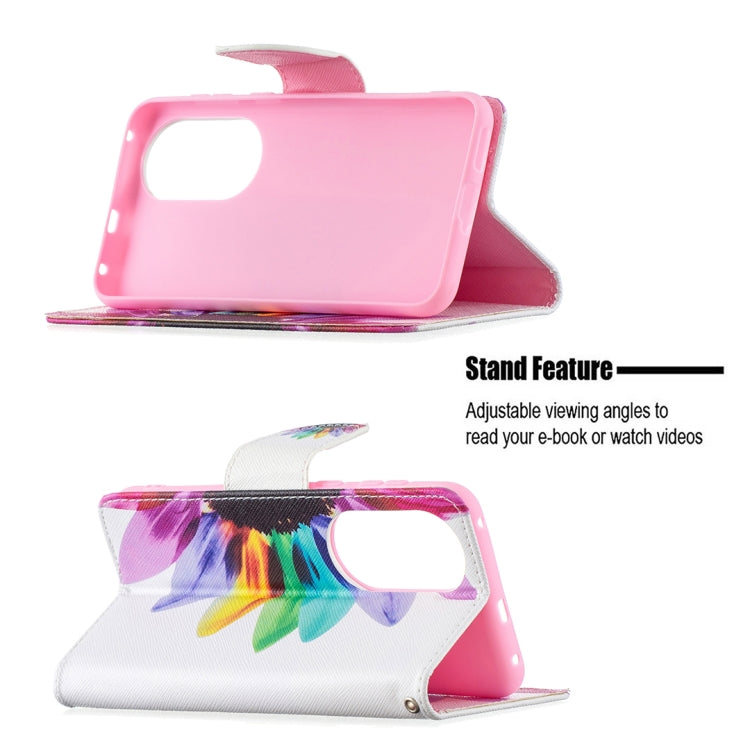 For Huawei P50 Colored Drawing Pattern Horizontal Flip Leather Case with Holder & Card Slots & Wallet(Sun Flower) - Huawei Cases by buy2fix | Online Shopping UK | buy2fix
