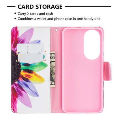 For Huawei P50 Colored Drawing Pattern Horizontal Flip Leather Case with Holder & Card Slots & Wallet(Sun Flower) - Huawei Cases by buy2fix | Online Shopping UK | buy2fix