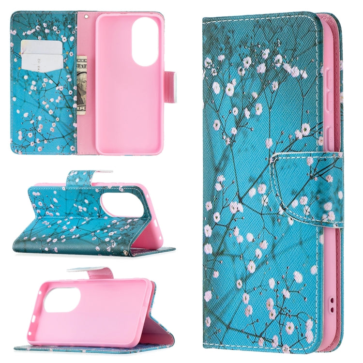 For Huawei P50 Colored Drawing Pattern Horizontal Flip Leather Case with Holder & Card Slots & Wallet(Plum Blossom) - Huawei Cases by buy2fix | Online Shopping UK | buy2fix