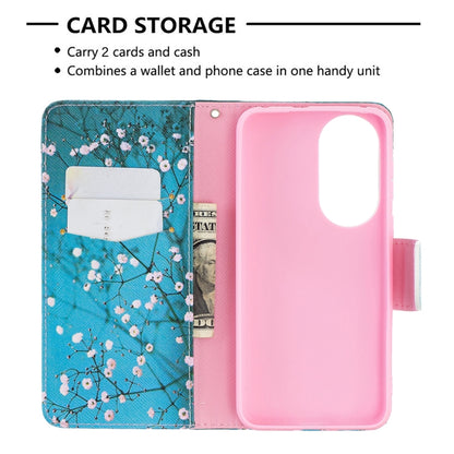 For Huawei P50 Colored Drawing Pattern Horizontal Flip Leather Case with Holder & Card Slots & Wallet(Plum Blossom) - Huawei Cases by buy2fix | Online Shopping UK | buy2fix