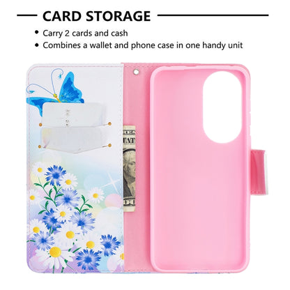 For Huawei P50 Colored Drawing Pattern Horizontal Flip Leather Case with Holder & Card Slots & Wallet(Pansy) - Huawei Cases by buy2fix | Online Shopping UK | buy2fix