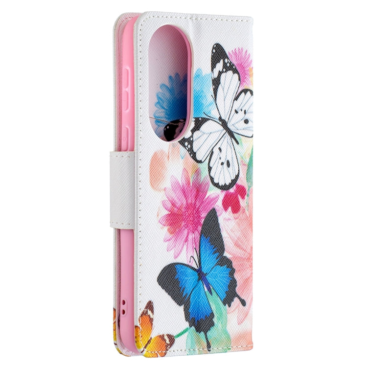 For Huawei P50 Colored Drawing Pattern Horizontal Flip Leather Case with Holder & Card Slots & Wallet(Butterfly) - Huawei Cases by buy2fix | Online Shopping UK | buy2fix