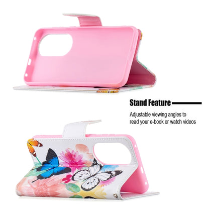 For Huawei P50 Colored Drawing Pattern Horizontal Flip Leather Case with Holder & Card Slots & Wallet(Butterfly) - Huawei Cases by buy2fix | Online Shopping UK | buy2fix