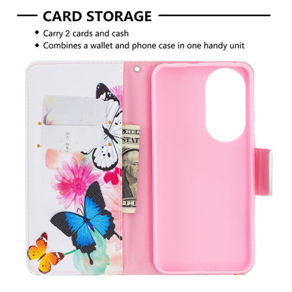 For Huawei P50 Colored Drawing Pattern Horizontal Flip Leather Case with Holder & Card Slots & Wallet(Butterfly) - Huawei Cases by buy2fix | Online Shopping UK | buy2fix