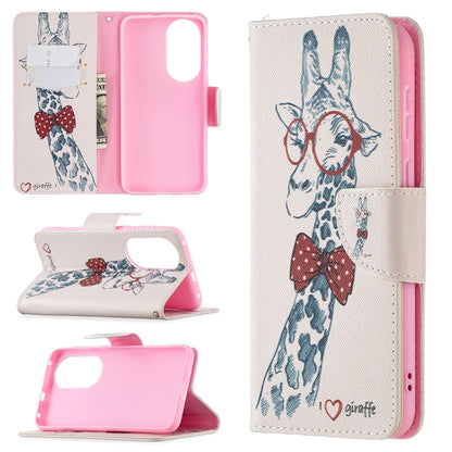 For Huawei P50 Colored Drawing Pattern Horizontal Flip Leather Case with Holder & Card Slots & Wallet(Giraffe) - Huawei Cases by buy2fix | Online Shopping UK | buy2fix