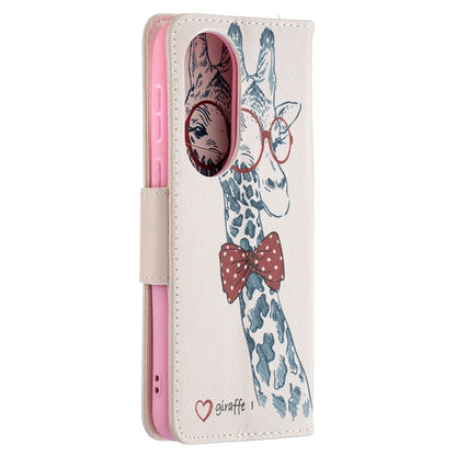 For Huawei P50 Colored Drawing Pattern Horizontal Flip Leather Case with Holder & Card Slots & Wallet(Giraffe) - Huawei Cases by buy2fix | Online Shopping UK | buy2fix