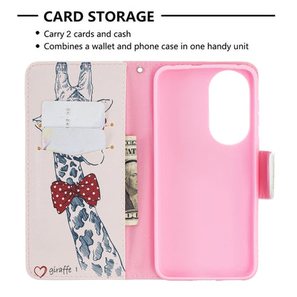 For Huawei P50 Colored Drawing Pattern Horizontal Flip Leather Case with Holder & Card Slots & Wallet(Giraffe) - Huawei Cases by buy2fix | Online Shopping UK | buy2fix