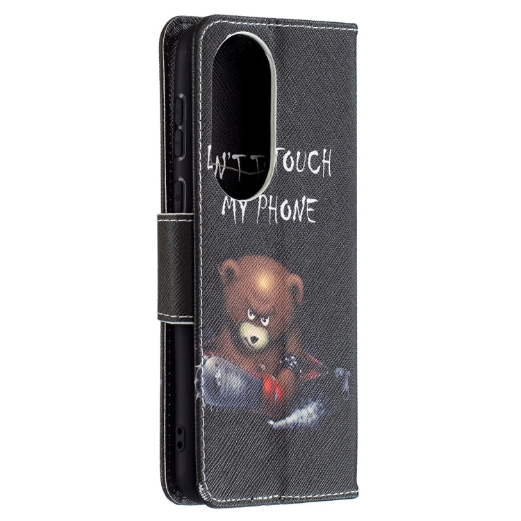 For Huawei P50 Colored Drawing Pattern Horizontal Flip Leather Case with Holder & Card Slots & Wallet(Bear) - Huawei Cases by buy2fix | Online Shopping UK | buy2fix
