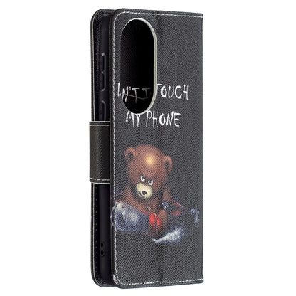 For Huawei P50 Colored Drawing Pattern Horizontal Flip Leather Case with Holder & Card Slots & Wallet(Bear) - Huawei Cases by buy2fix | Online Shopping UK | buy2fix