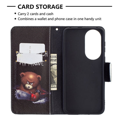 For Huawei P50 Colored Drawing Pattern Horizontal Flip Leather Case with Holder & Card Slots & Wallet(Bear) - Huawei Cases by buy2fix | Online Shopping UK | buy2fix