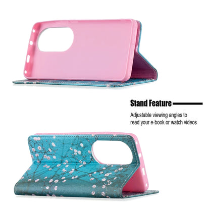 For Huawei P50 Pro Colored Drawing Pattern Invisible Magnetic Horizontal Flip PU Leather Case with Holder & Card Slots & Wallet(Plum Blossom) - Huawei Cases by buy2fix | Online Shopping UK | buy2fix