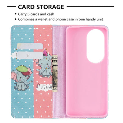 For Huawei P50 Pro Colored Drawing Pattern Invisible Magnetic Horizontal Flip PU Leather Case with Holder & Card Slots & Wallet(Elephant) - Huawei Cases by buy2fix | Online Shopping UK | buy2fix