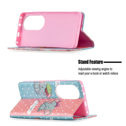 For Huawei P50 Pro Colored Drawing Pattern Invisible Magnetic Horizontal Flip PU Leather Case with Holder & Card Slots & Wallet(Elephant) - Huawei Cases by buy2fix | Online Shopping UK | buy2fix