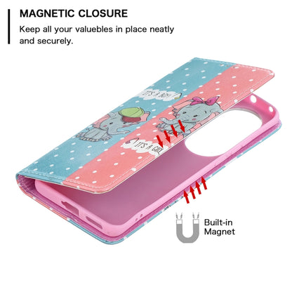 For Huawei P50 Pro Colored Drawing Pattern Invisible Magnetic Horizontal Flip PU Leather Case with Holder & Card Slots & Wallet(Elephant) - Huawei Cases by buy2fix | Online Shopping UK | buy2fix