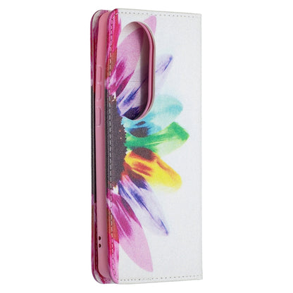 For Huawei P50 Pro Colored Drawing Pattern Invisible Magnetic Horizontal Flip PU Leather Case with Holder & Card Slots & Wallet(Sun Flower) - Huawei Cases by buy2fix | Online Shopping UK | buy2fix