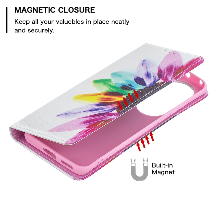 For Huawei P50 Pro Colored Drawing Pattern Invisible Magnetic Horizontal Flip PU Leather Case with Holder & Card Slots & Wallet(Sun Flower) - Huawei Cases by buy2fix | Online Shopping UK | buy2fix