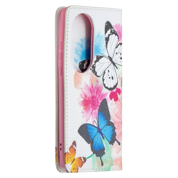 For Huawei P50 Pro Colored Drawing Pattern Invisible Magnetic Horizontal Flip PU Leather Case with Holder & Card Slots & Wallet(Two Butterflies) - Huawei Cases by buy2fix | Online Shopping UK | buy2fix