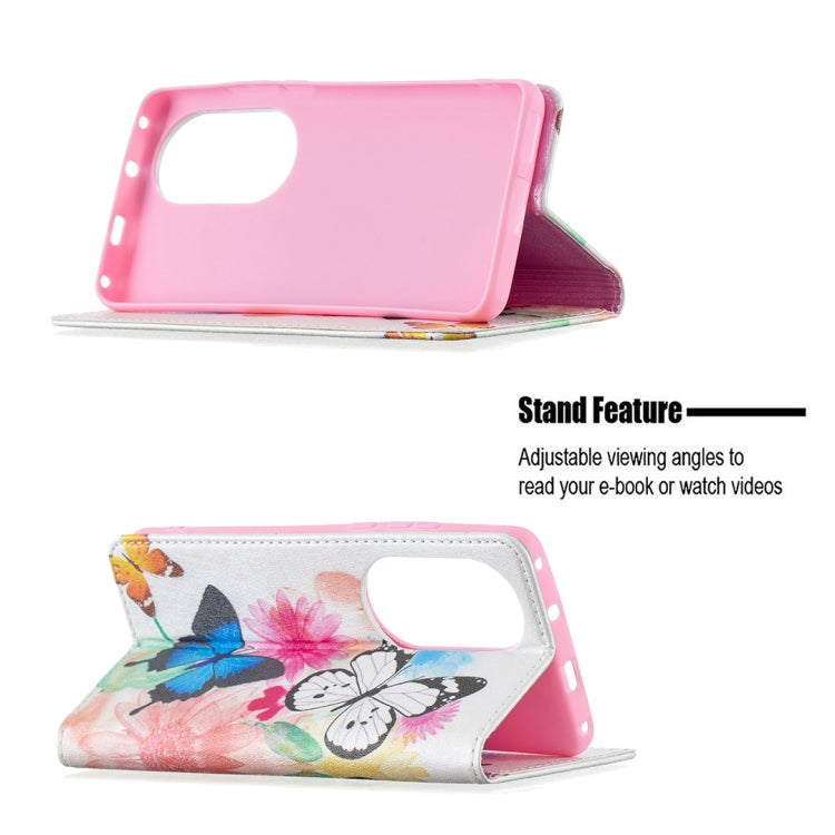 For Huawei P50 Pro Colored Drawing Pattern Invisible Magnetic Horizontal Flip PU Leather Case with Holder & Card Slots & Wallet(Two Butterflies) - Huawei Cases by buy2fix | Online Shopping UK | buy2fix