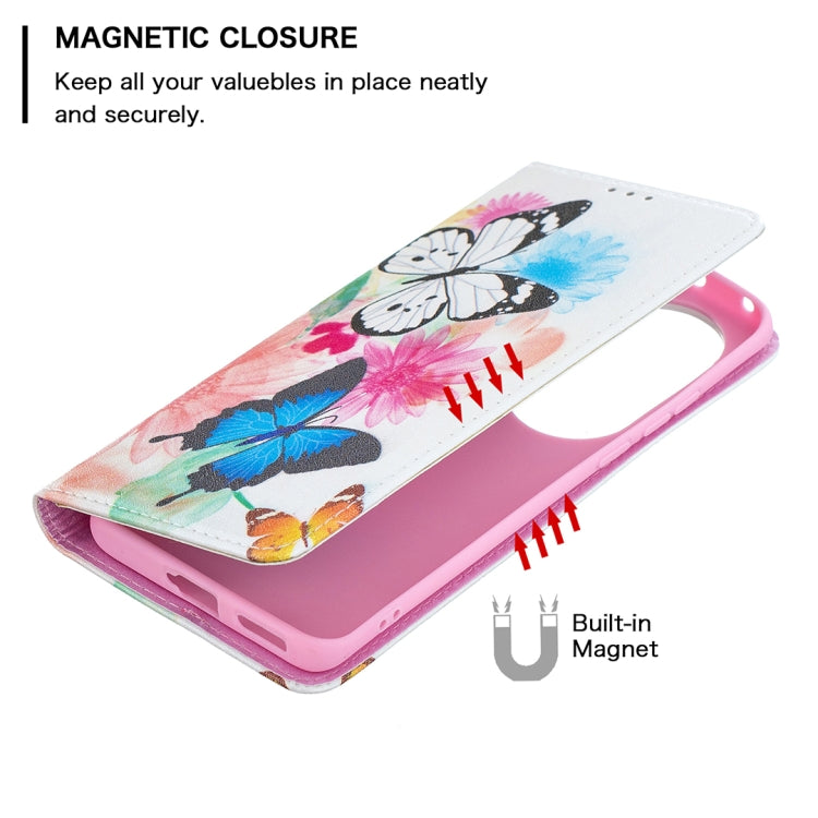 For Huawei P50 Pro Colored Drawing Pattern Invisible Magnetic Horizontal Flip PU Leather Case with Holder & Card Slots & Wallet(Two Butterflies) - Huawei Cases by buy2fix | Online Shopping UK | buy2fix