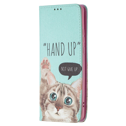 For Huawei P50 Pro Colored Drawing Pattern Invisible Magnetic Horizontal Flip PU Leather Case with Holder & Card Slots & Wallet(Cat) - Huawei Cases by buy2fix | Online Shopping UK | buy2fix