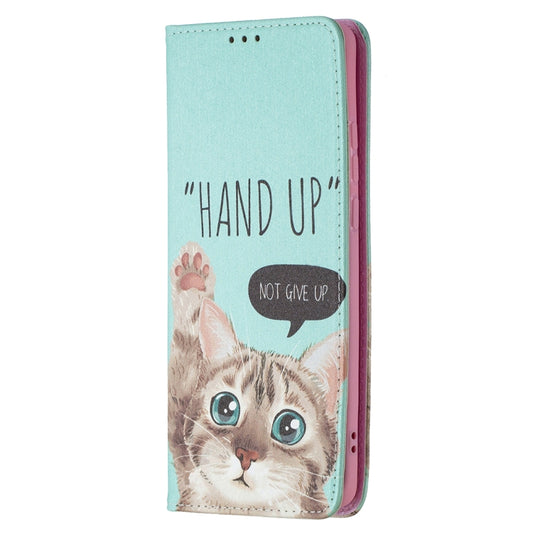 For Huawei P50 Pro Colored Drawing Pattern Invisible Magnetic Horizontal Flip PU Leather Case with Holder & Card Slots & Wallet(Cat) - Huawei Cases by buy2fix | Online Shopping UK | buy2fix