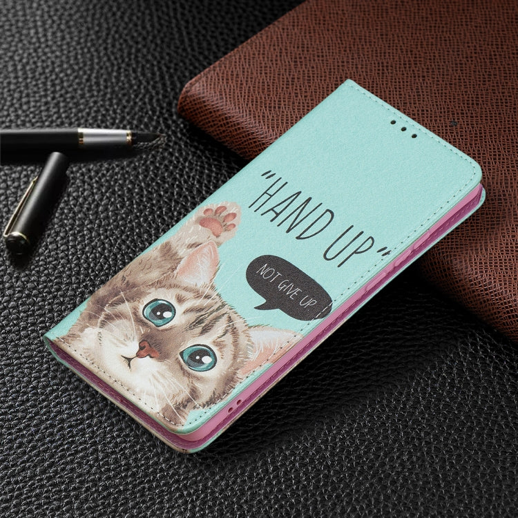For Huawei P50 Pro Colored Drawing Pattern Invisible Magnetic Horizontal Flip PU Leather Case with Holder & Card Slots & Wallet(Cat) - Huawei Cases by buy2fix | Online Shopping UK | buy2fix