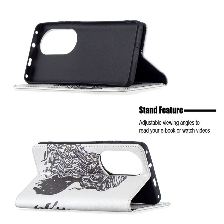 For Huawei P50 Pro Colored Drawing Pattern Invisible Magnetic Horizontal Flip PU Leather Case with Holder & Card Slots & Wallet(Girl) - Huawei Cases by buy2fix | Online Shopping UK | buy2fix