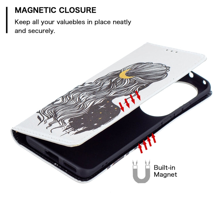 For Huawei P50 Pro Colored Drawing Pattern Invisible Magnetic Horizontal Flip PU Leather Case with Holder & Card Slots & Wallet(Girl) - Huawei Cases by buy2fix | Online Shopping UK | buy2fix