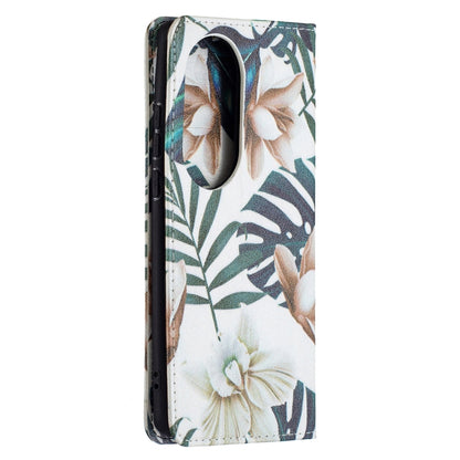 For Huawei P50 Pro Colored Drawing Pattern Invisible Magnetic Horizontal Flip PU Leather Case with Holder & Card Slots & Wallet(Red Leaves) - Huawei Cases by buy2fix | Online Shopping UK | buy2fix