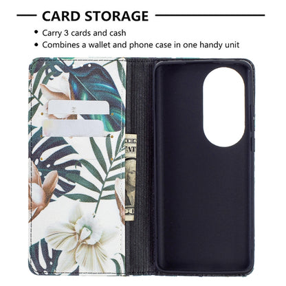 For Huawei P50 Pro Colored Drawing Pattern Invisible Magnetic Horizontal Flip PU Leather Case with Holder & Card Slots & Wallet(Red Leaves) - Huawei Cases by buy2fix | Online Shopping UK | buy2fix
