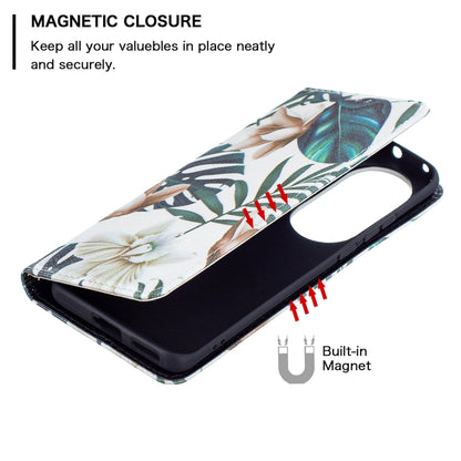 For Huawei P50 Pro Colored Drawing Pattern Invisible Magnetic Horizontal Flip PU Leather Case with Holder & Card Slots & Wallet(Red Leaves) - Huawei Cases by buy2fix | Online Shopping UK | buy2fix
